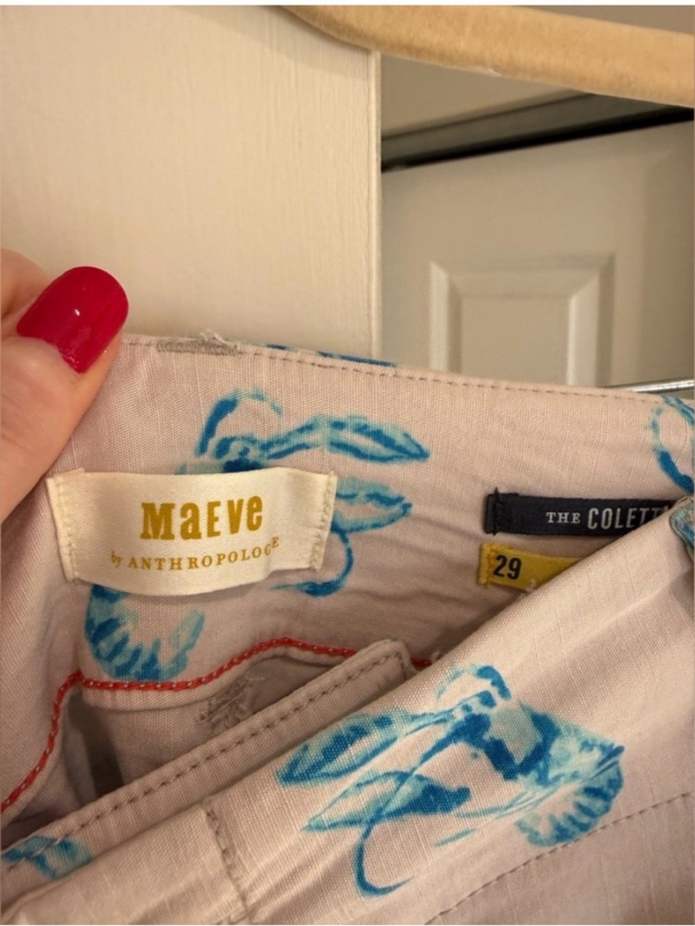 Anthropologie Maeve Colette Blue Lobster Wide Leg Pants 29 - Picture 4 of 4
